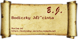 Bodiczky Jácinta névjegykártya